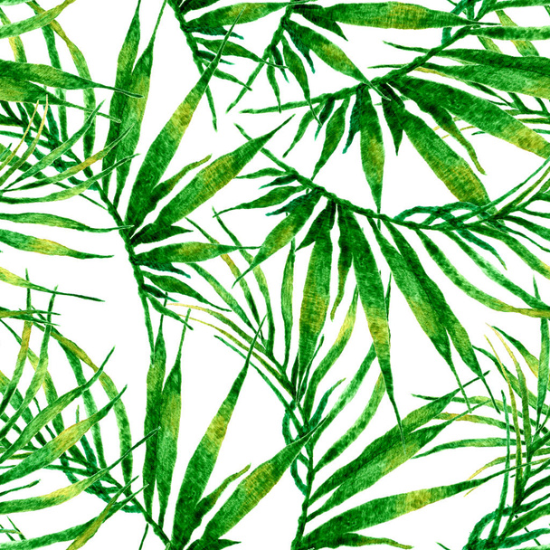 Tropical seamless pattern. Watercolor chaotic palm - Φωτογραφία, εικόνα
