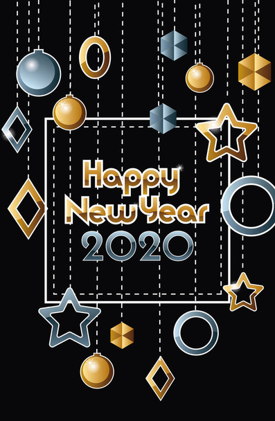 felice anno nuovo 2020 etichetta celebrazione con le palle appese
 - Vettoriali, immagini