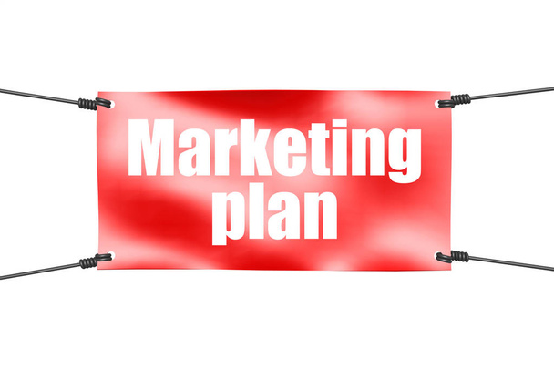 Marketing plan word with red banner - Fotoğraf, Görsel