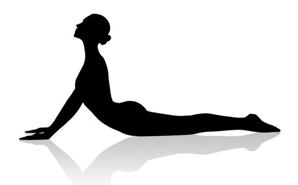 Silueta negra de mujer flexible haciendo yoga
. - Foto, imagen