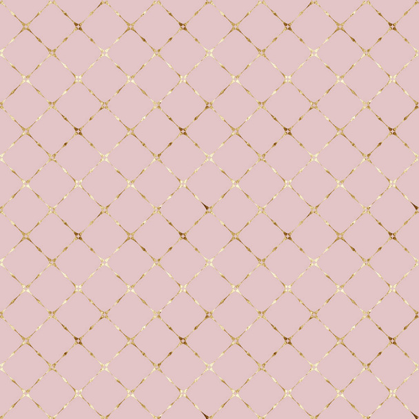 Stripe grunge plaid pastel pink seamless pattern with gold glitter line contour background - Foto, Bild
