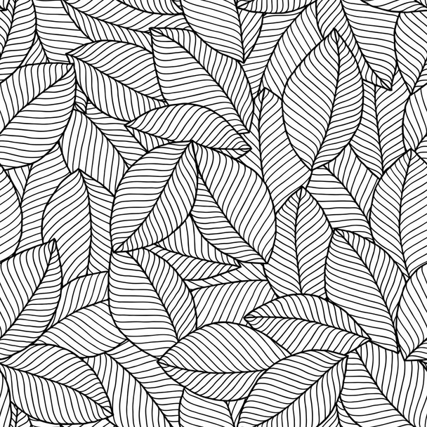 Seamless doodle  leaves pattern for coloring book.  - Vektor, Bild