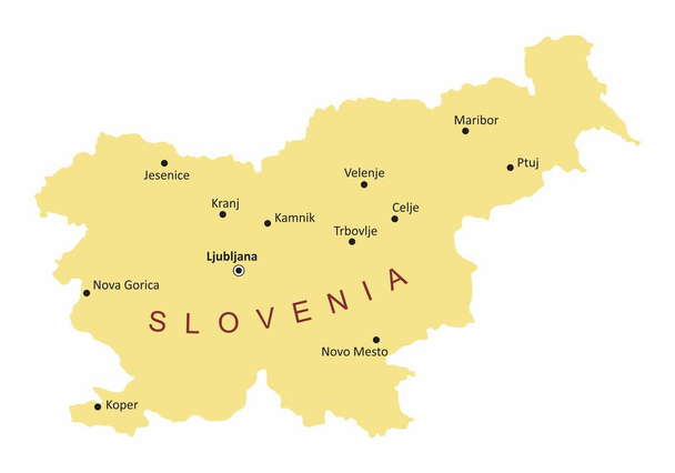 Sloveense steden kaart - Vector, afbeelding
