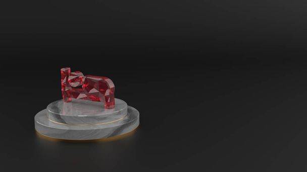 Representación en 3D del símbolo de piedras preciosas rojas del icono de la cama
 - Foto, Imagen