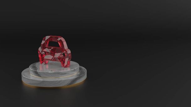 3D renderização do símbolo de pedra preciosa vermelha do ícone do carro esporte
 - Foto, Imagem