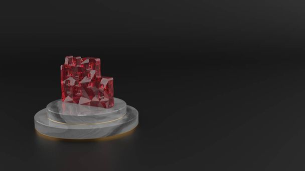 3D rendering of red gemstone symbol of city icon - Photo, Image
