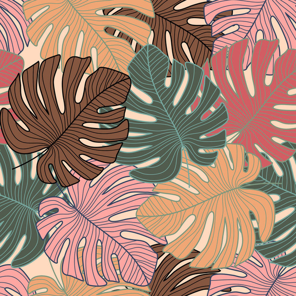 Creative tropical leaves backdrop. Monstera leaf pattern, botanical seamless pattern. - Vettoriali, immagini