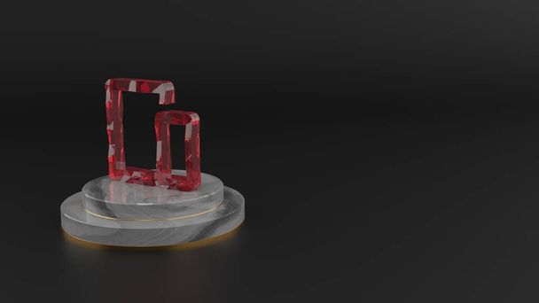 デバイスアイコンの赤い宝石のシンボルの3Dレンダリング - 写真・画像