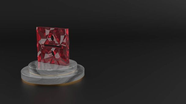 Renderização 3D do símbolo de pedra preciosa vermelha do ícone de divisão
 - Foto, Imagem