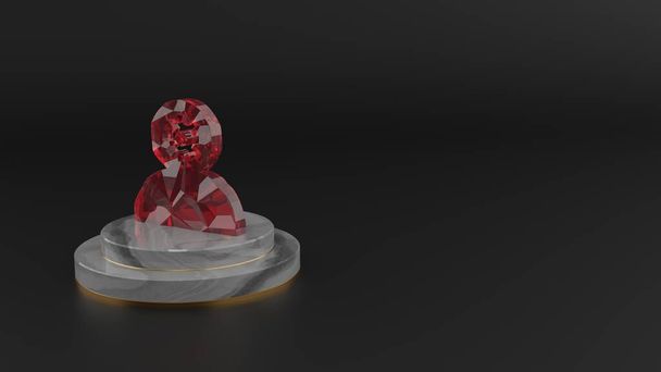 3D візуалізація червоного дорогоцінного каміння символ значка працівника
 - Фото, зображення