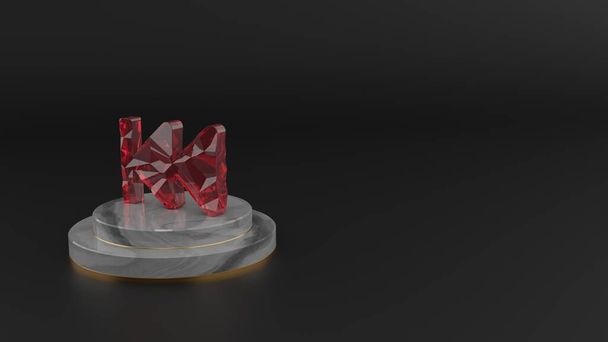 3D rendering of red gemstone symbol of fast backward icon - Photo, Image