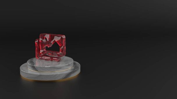 Renderização 3D do símbolo de pedra preciosa vermelha do ícone de imagens
 - Foto, Imagem