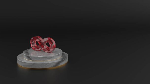 Renderização 3D do símbolo de pedra preciosa vermelha do ícone do infinito
 - Foto, Imagem