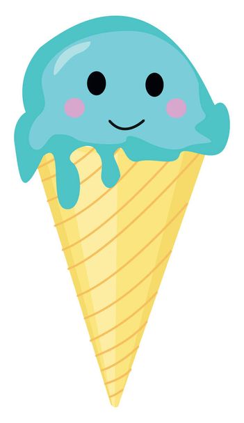Cute ice cream, illustration, vector on white background. - Διάνυσμα, εικόνα