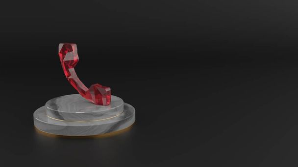 3D-Rendering des roten Edelsteins Symbol der Anruftaste Symbol - Foto, Bild