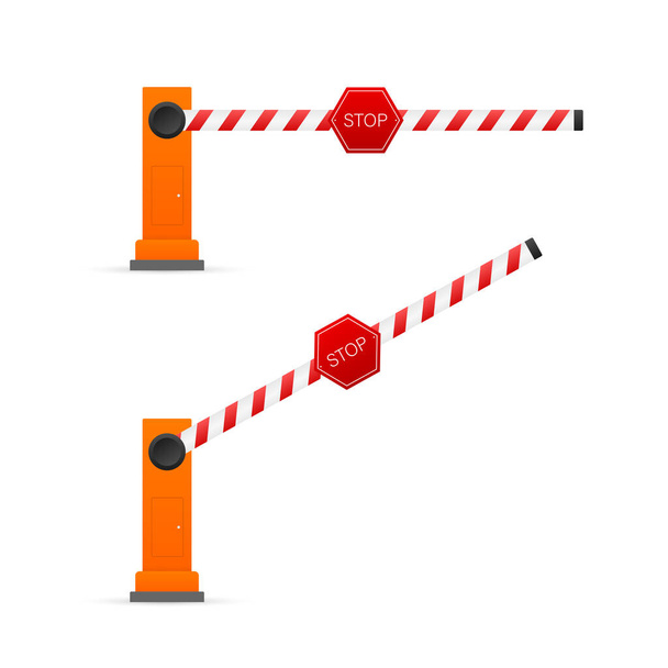 Automatic barrier to adjust the movement of cars. Vector stock illustration. - Vector, Image