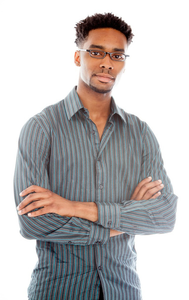 Atractivo hombre afroamericano posando en estudio
 - Foto, imagen