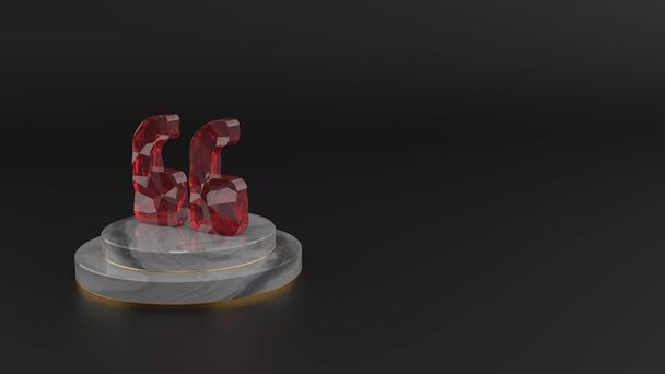 3D renderização de símbolo de pedra preciosa vermelha de citação ícone esquerdo
 - Foto, Imagem
