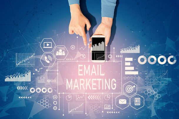 Email marketing concept with person using a smartphone - Φωτογραφία, εικόνα