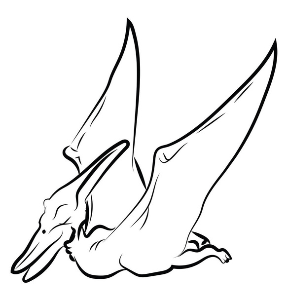 Ancient bird, illustration, vector on white background. - Vector, afbeelding