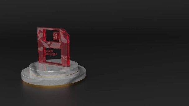 3D rendering of red gemstone symbol of save icon - Photo, Image
