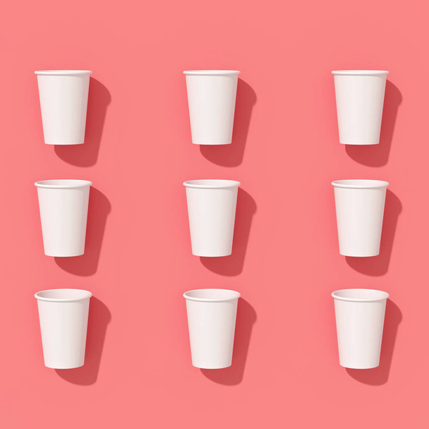 Pattern of empty paper disposable cups are laying on a background - Photo, Image