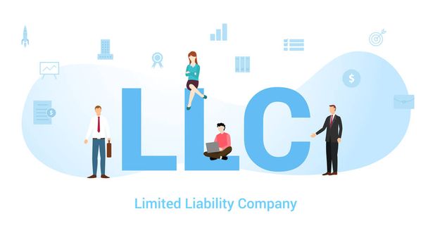 llc concept with big word or text and team people with modern flat style - vector - Vector, Image