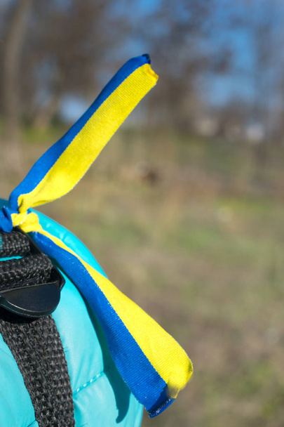 Ukrainian ribbon on a bag - Fotografie, Obrázek