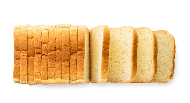 Torrada pão fatiado pão em um fundo branco. A vista do topo
. - Foto, Imagem