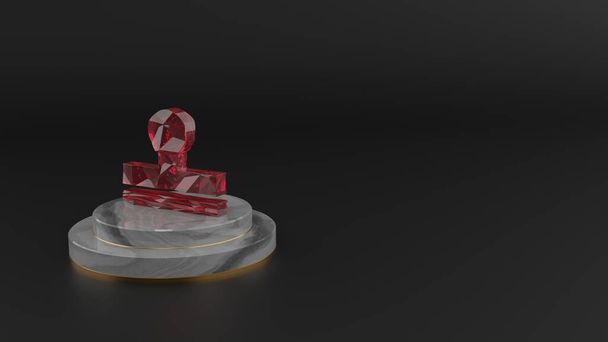3D візуалізація червоного дорогоцінного каміння символ значка марки
 - Фото, зображення