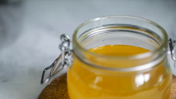Ghee indian clarified butter preparation - Footage, Video