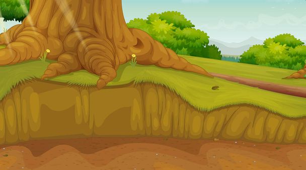 Background scene with big tree in the park - Vector, Image