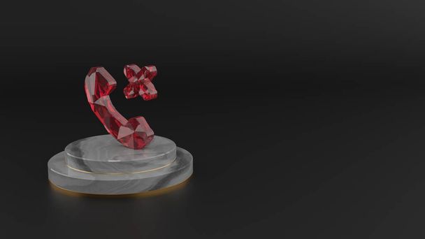 技術アイコンの赤い宝石のシンボルの3Dレンダリング - 写真・画像