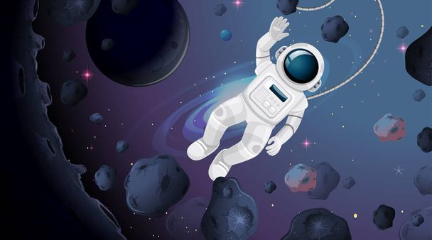 Astronot uzay sahnesinde - Vektör, Görsel