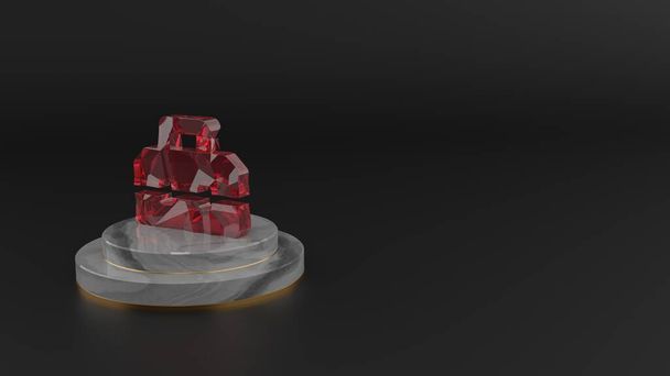 Renderização 3D do símbolo de pedra preciosa vermelha do ícone da caixa de ferramentas
 - Foto, Imagem