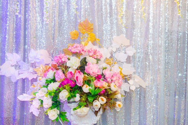 Colorful paper flowers Wedding decoration in traditional wedding in Bangladesh. - 写真・画像