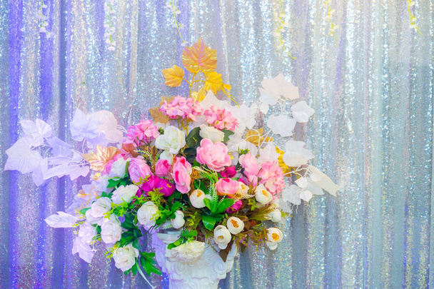 Colorful paper flowers Wedding decoration in traditional wedding in Bangladesh. - 写真・画像