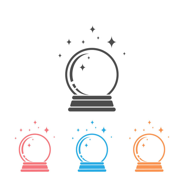 Crystal Ball Magic Icon Set With Hands. Vector Logo - Vector, Image
