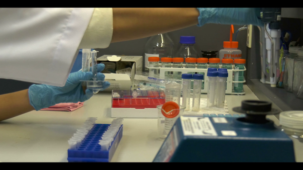 female scientist working in laboratory - Video