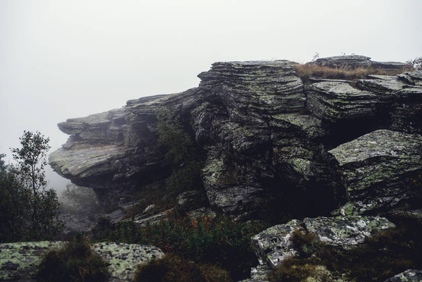 Misty landscape in the mountains of the southern Urals. - Fotoğraf, Görsel