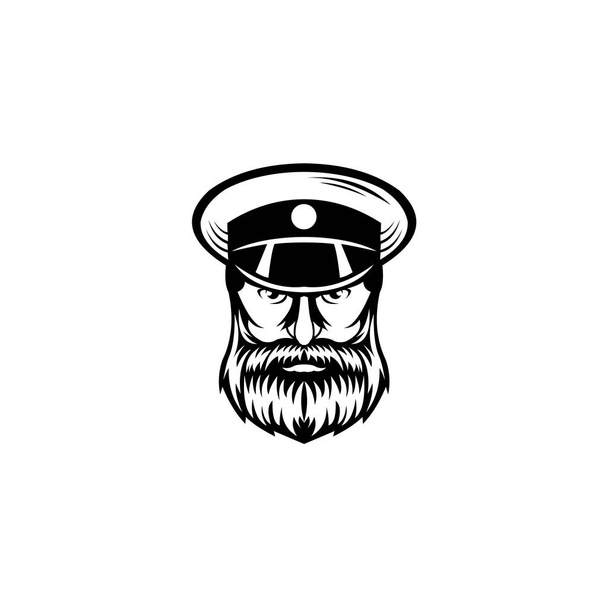 Hajózási logó kapitány ikonnal, hajó kapitány Elegáns embléma elszigetelt fehér háttér, Vector sablon sétahajó tengeri utazási iroda vagy más tengeri társaságok. - Vektor, kép