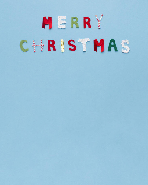 Merry Christmas calendar with creative colored text on blue - Φωτογραφία, εικόνα