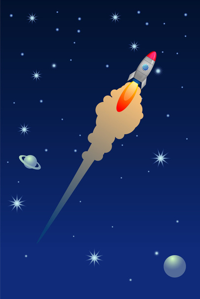 Rocket flying in the outer space - 写真・画像