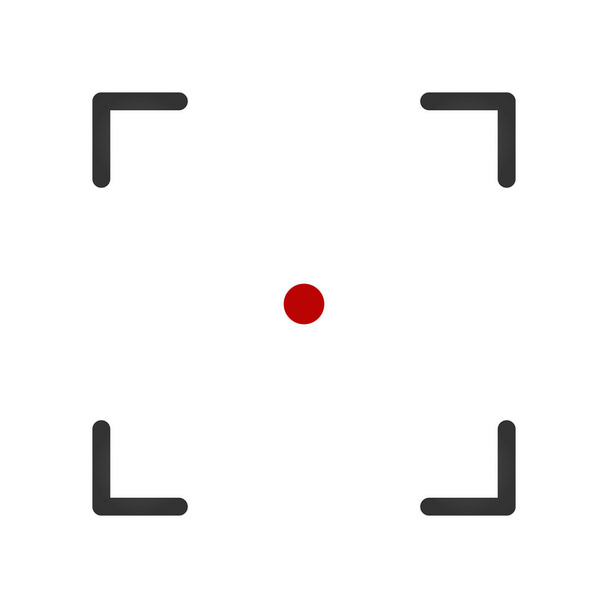 zaostřování vektorové ikony s červenou tečkou, simle vektorové ilustrace izolované na bílém pozadí - Vektor, obrázek