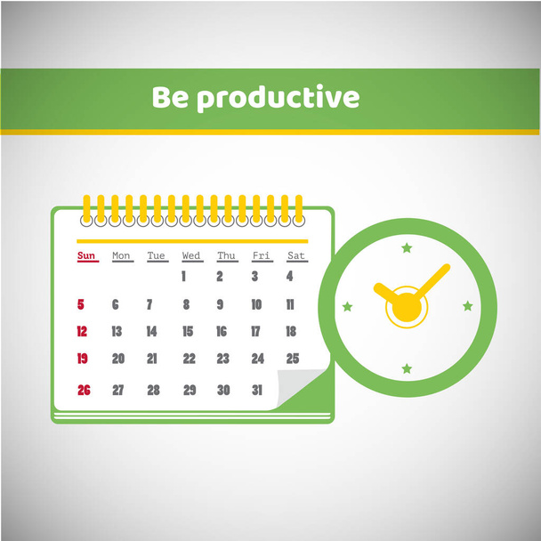 Бумажный спиральный календарь и часы. Календарь показывает плоскую иконку. Расписание, назначение, организатор, расписание, управление временем, важная дата. Векторная иллюстрация в плоском стиле
 - Вектор,изображение