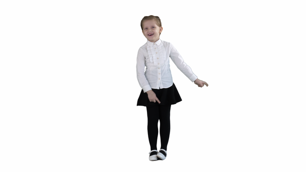 Happy laughing child girl on white background. - Footage, Video