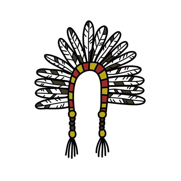 indian headdress doodle icon, vector illustration - Vector, Image