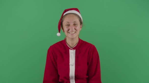 Woman Santa Claus Laughing Out Loud - Materiał filmowy, wideo