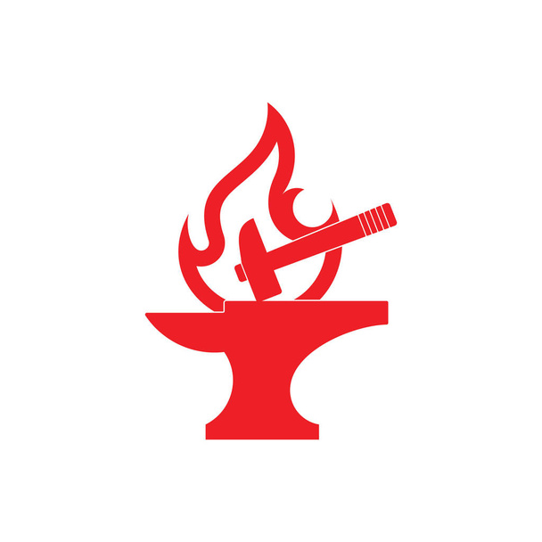 flat flame line blacksmith symbol logo vector - Vector, Image