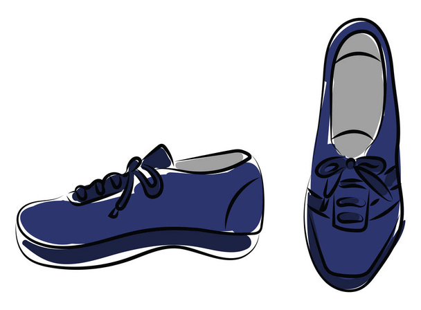 Blue shoes, illustration, vector on white background. - Vecteur, image